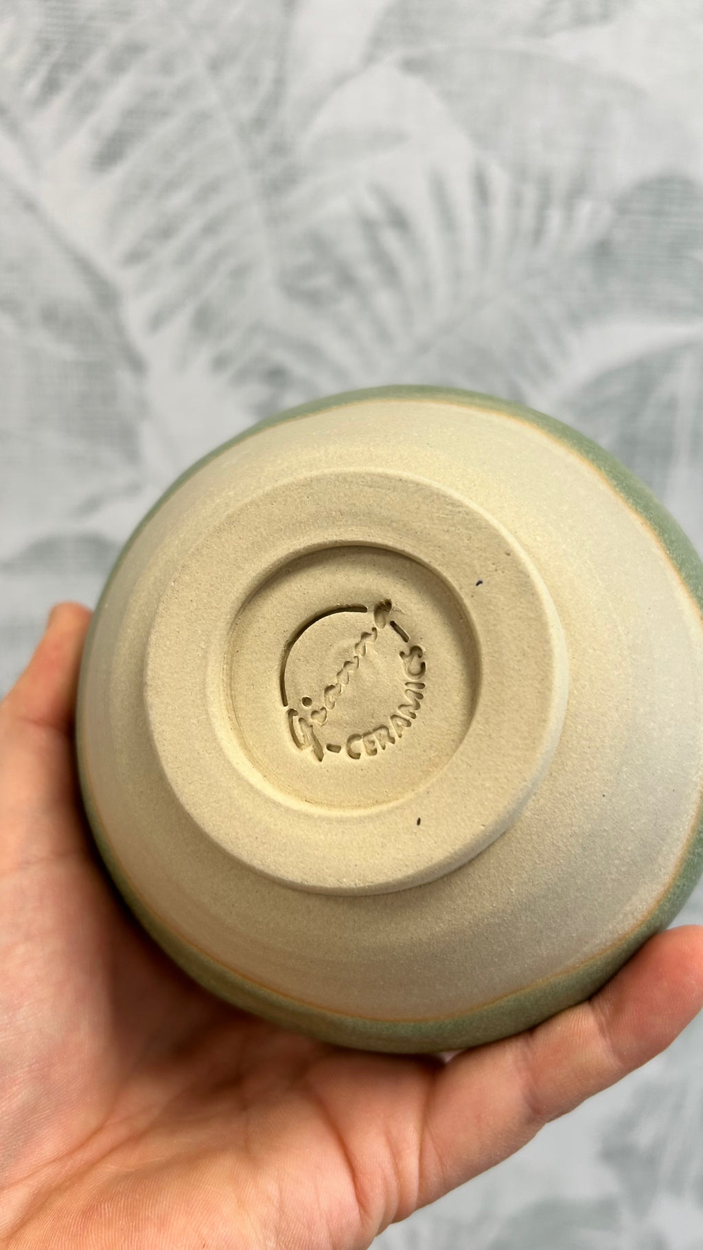 Gianna Ceramics handgemachte Vase bauchig klein grün