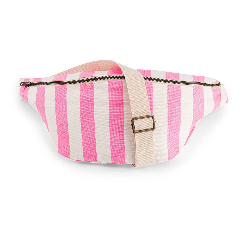 Rose in April - Damen Gürteltasche mit Streifen in Ecru und Neonpink