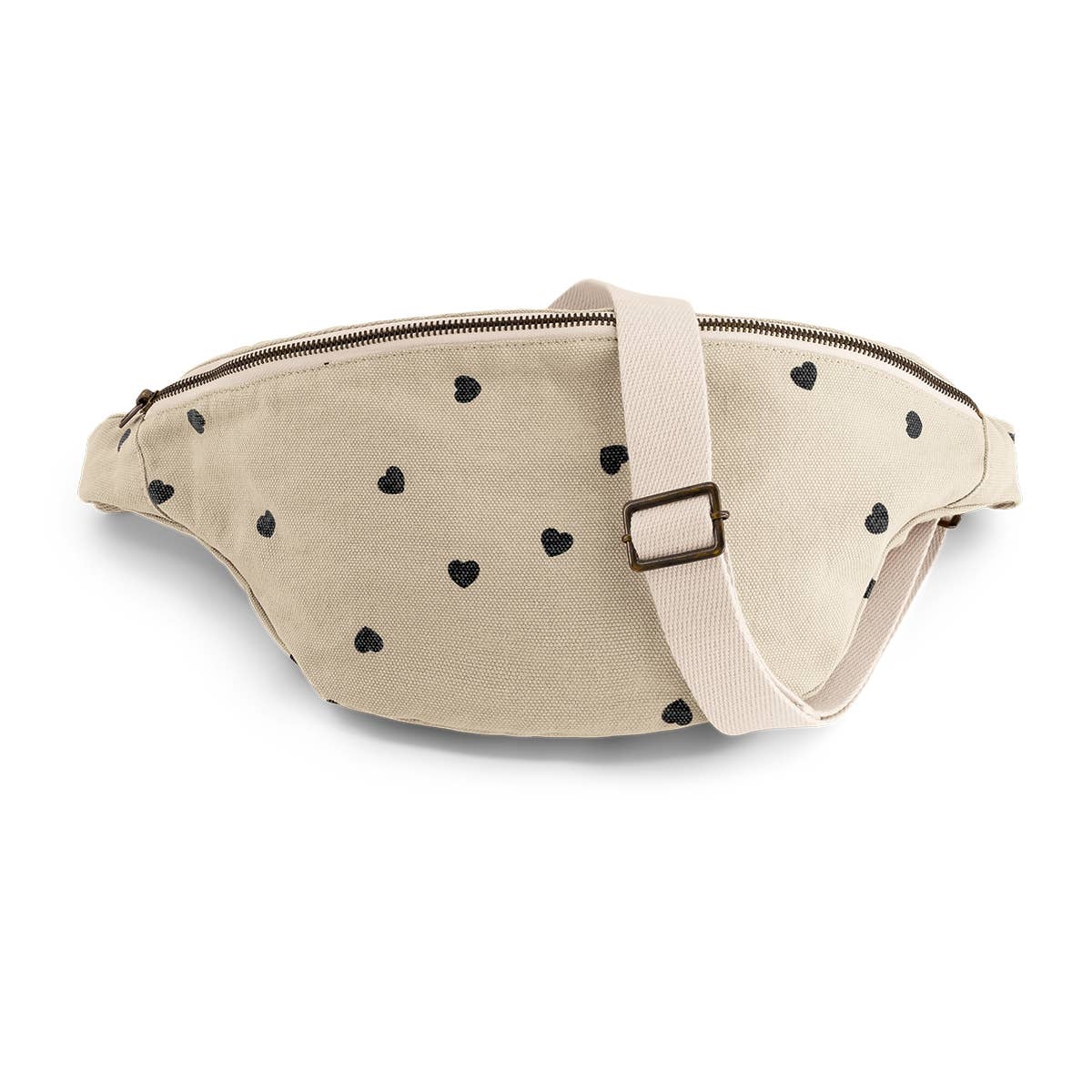 Rose in April - Damen-Bauchtasche Sand mit Herz-Print