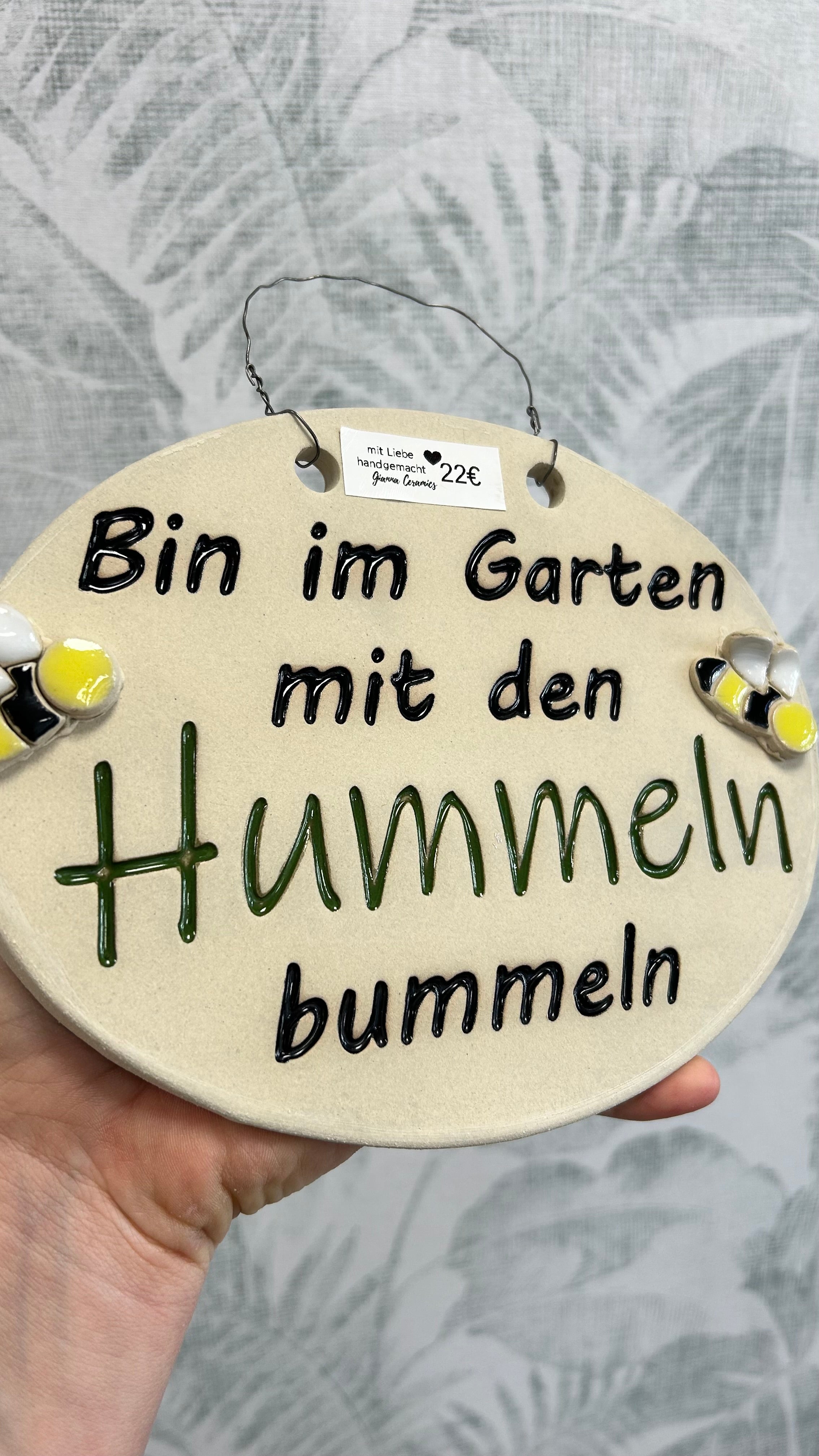 Gianna Ceramics handgemachtes Gartenschild Hummeln bummeln