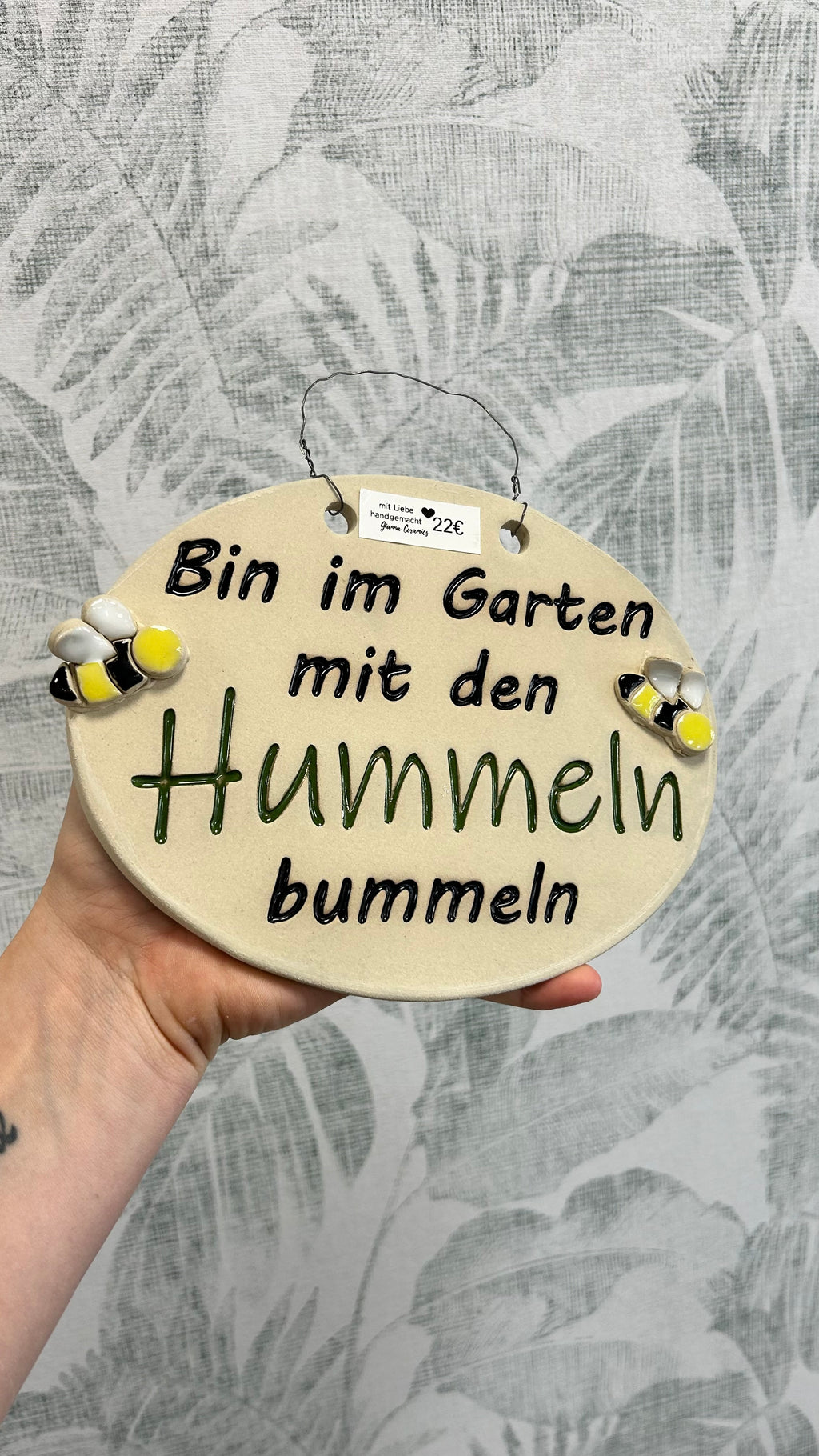 Gianna Ceramics handgemachtes Gartenschild Hummeln bummeln