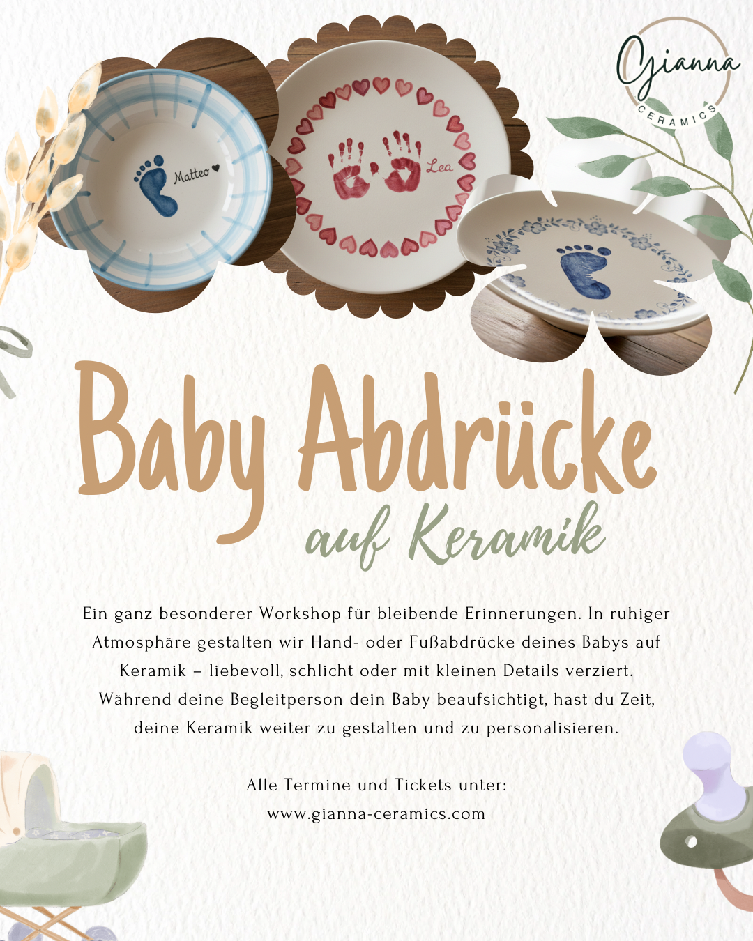 Baby Abdrücke auf Keramik