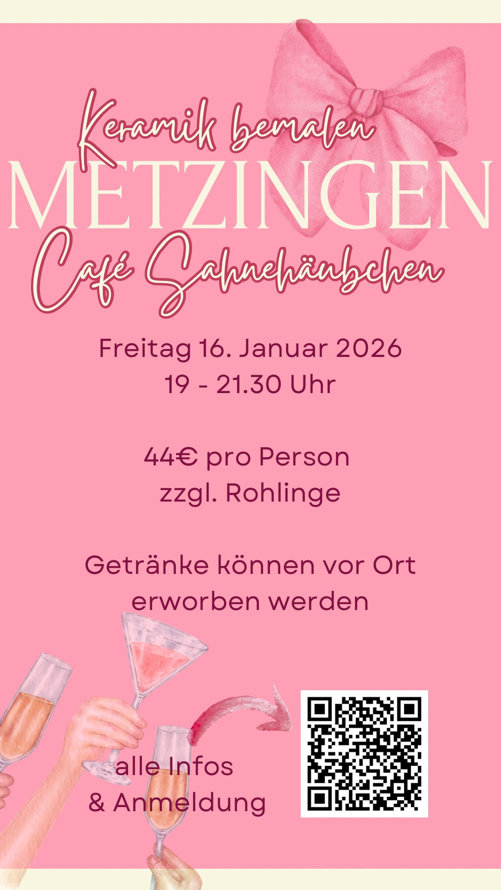 16.01. Keramik bemalen in Metzingen im Café Sahnehäubchen