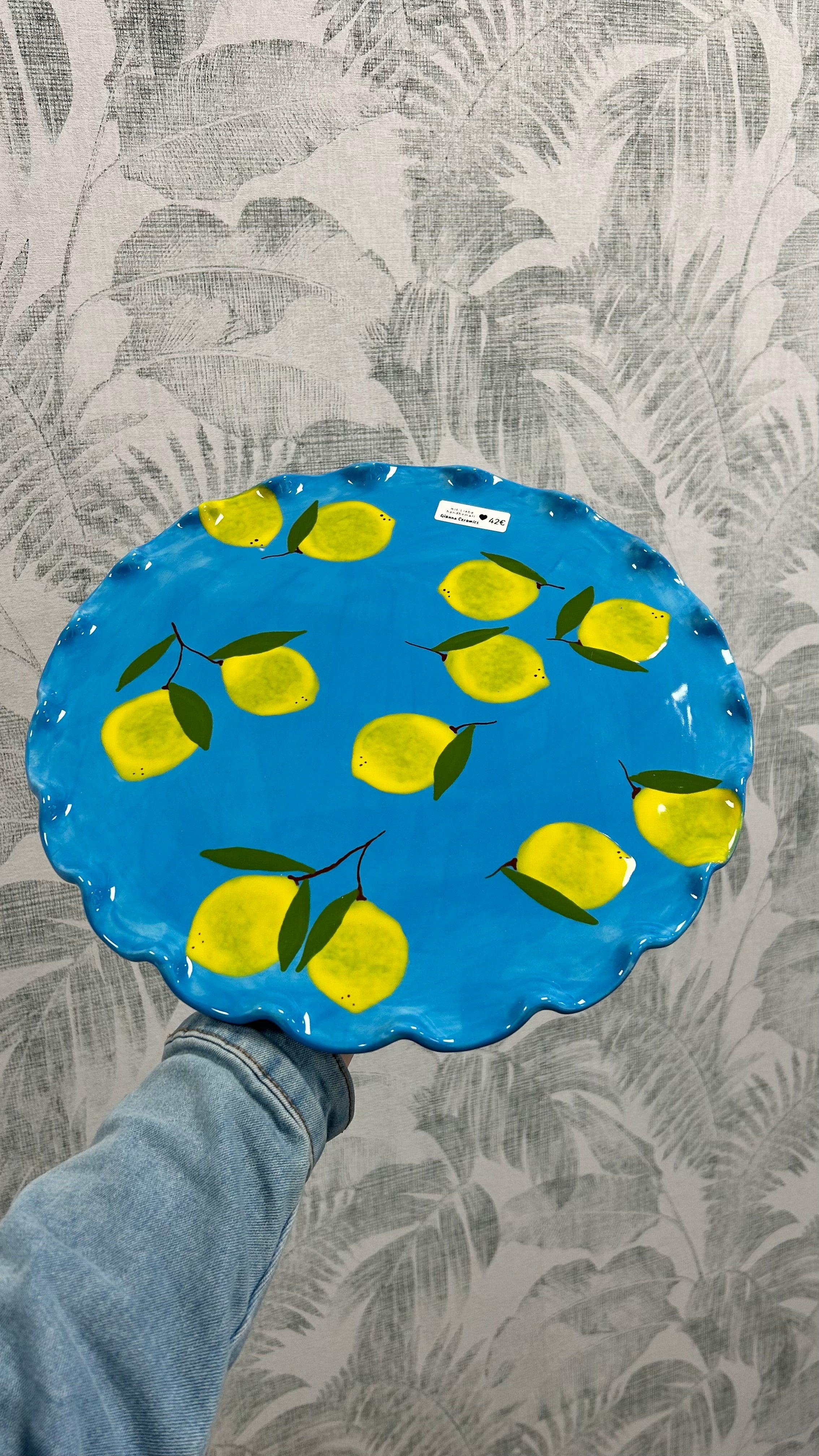 Gianna Ceramics Tortenplatte mit Wellenrand Zitronen