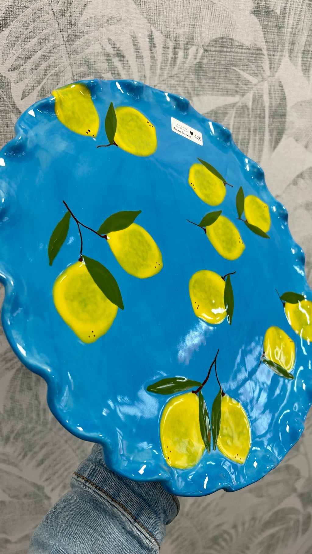 Gianna Ceramics Tortenplatte mit Wellenrand Zitronen