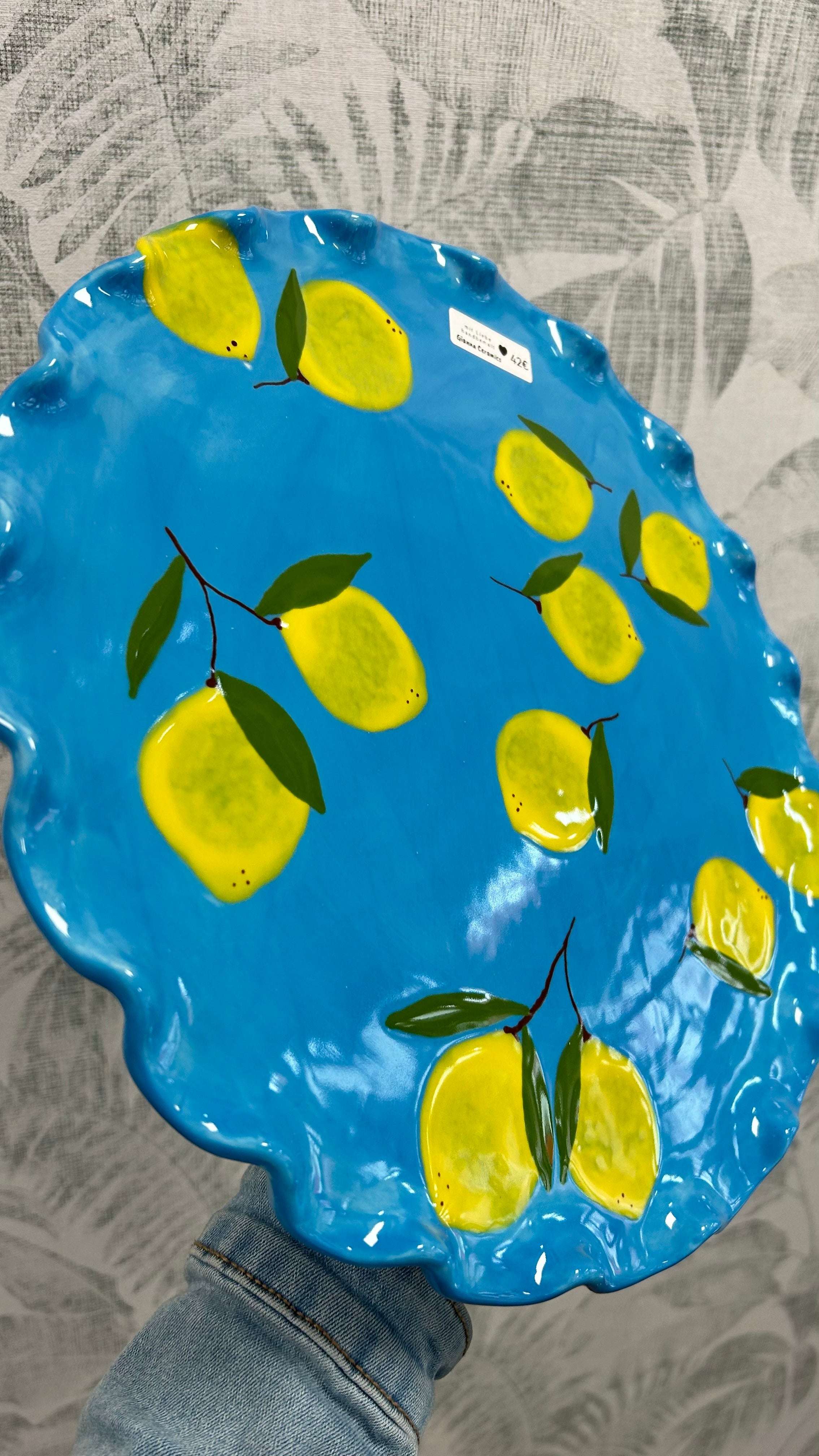 Gianna Ceramics Tortenplatte mit Wellenrand Zitronen