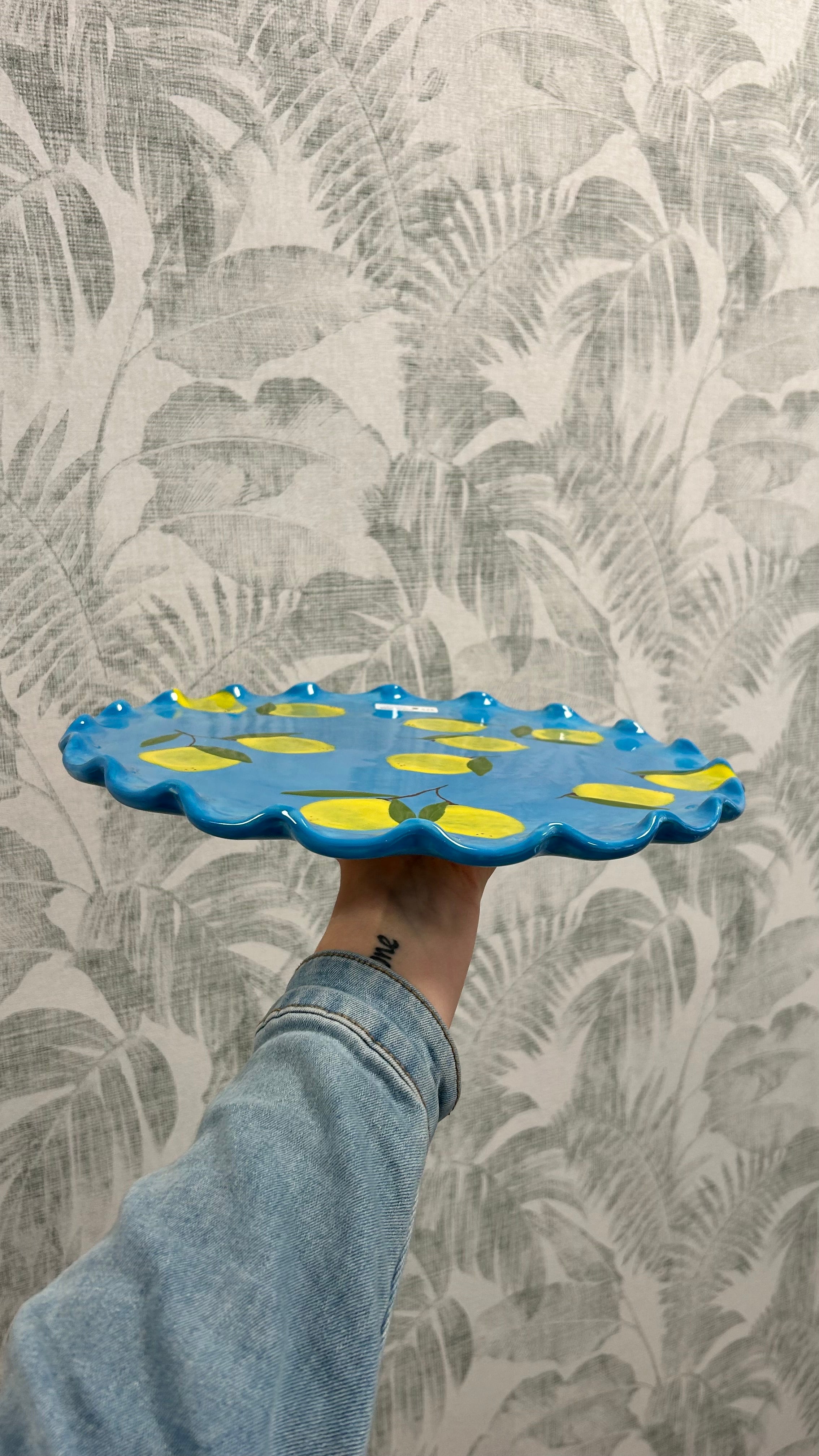 Gianna Ceramics Tortenplatte mit Wellenrand Zitronen