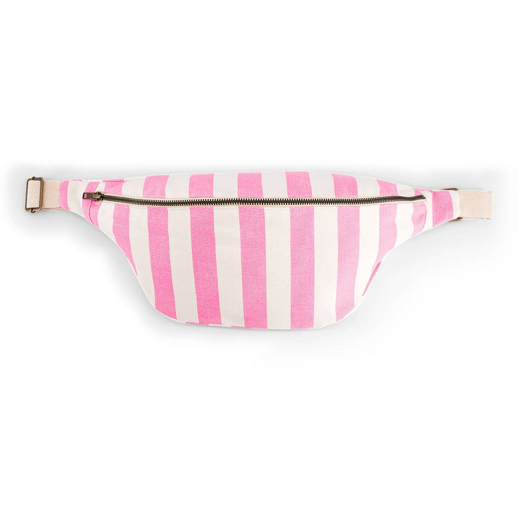 Rose in April - Damen Gürteltasche mit Streifen in Ecru und Neonpink